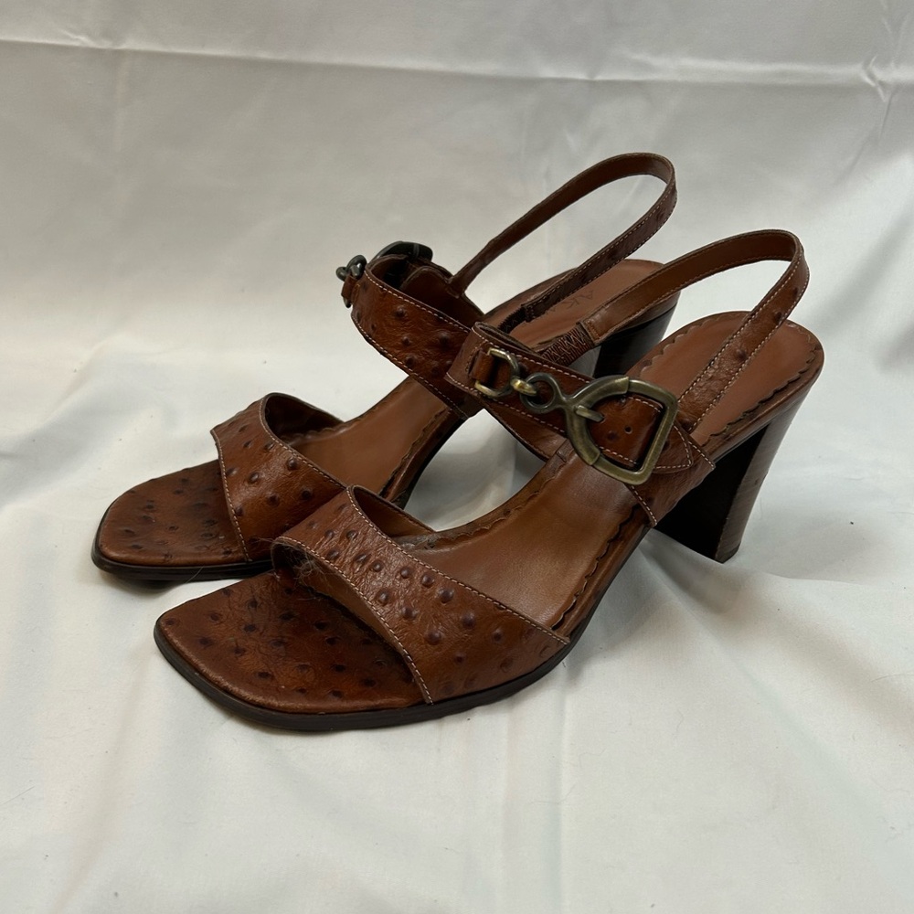 Women’s AK Anne Klein High Heels 3” heel
Brown ostrich leather 8 1/2B